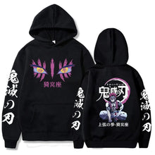 Load image into Gallery viewer, Anime Demon Slayer Hoodies Akaza Graphic Printed Pullover Fashion Cosplay Sudadera Harajuku Streetwear Y2K Sweatshirt Male Cloth