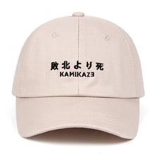 Load image into Gallery viewer, The KedStore Beige &quot;Kamikaze&quot; Embroidered Dad Hat - 100% Cotton Baseball Cap / gorra de béisbol bordada