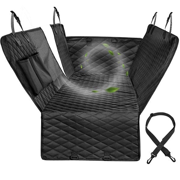 The KedStore Black / 152x143cm Dog Car Seat Cover with View Mesh / Waterproof Pet Carrier Back Seat Mat Hammock