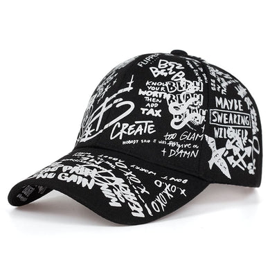 Graffiti printing baseball cap Adjustable cotton hip hop street hats Spring summer outdoor leisure hat