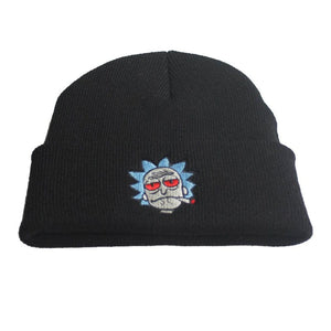 The KedStore Black Hat Rick & Morty Embroidery Beanie Knitted Hat