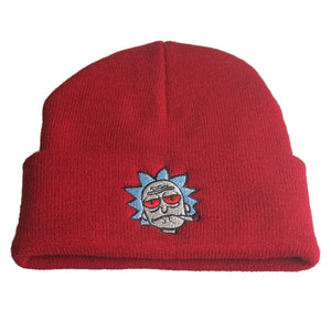 The KedStore Burgundy Hat Rick & Morty Embroidery Beanie Knitted Hat