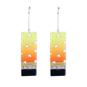 The KedStore D-1 Hot Anime Earrings for Demon Slayer Tanjiro Nezuko Cosplay Props Jewelry Accessores Double-sided Acrylic Charm Unisex
