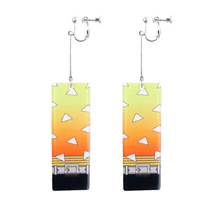 The KedStore D-3 Hot Anime Earrings for Demon Slayer Tanjiro Nezuko Cosplay Props Jewelry Accessores Double-sided Acrylic Charm Unisex