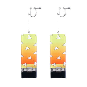 Hot Anime Earrings for Demon Slayer Tanjiro Nezuko Cosplay Props Jewelry Accessores Double-sided Acrylic Charm Unisex