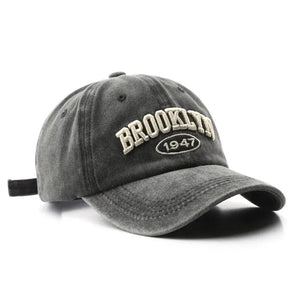 The KedStore D black / Adjustable Retro Washed Cotton Baseball Cap Men Women Letter Embroidery Hip Hop Hat Unisex Spring Summer Adjustable Snapback Sports Caps