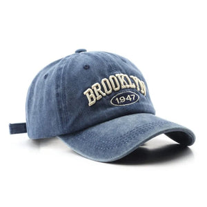 The KedStore D blue / Adjustable Retro Washed Cotton Baseball Cap Men Women Letter Embroidery Hip Hop Hat Unisex Spring Summer Adjustable Snapback Sports Caps