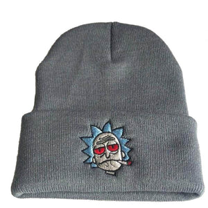 The KedStore Dark Grey Hat Rick & Morty Embroidery Beanie Knitted Hat