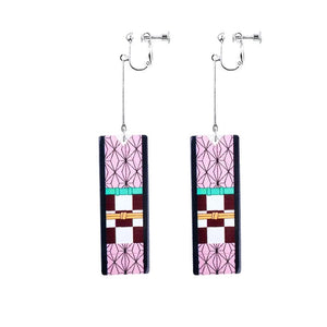 The KedStore E-3 Hot Anime Earrings for Demon Slayer Tanjiro Nezuko Cosplay Props Jewelry Accessores Double-sided Acrylic Charm Unisex