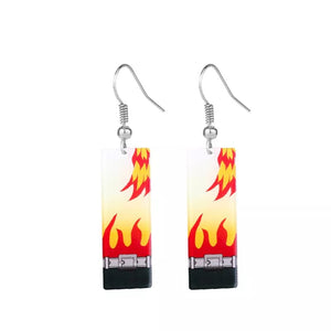 The KedStore F-2 Hot Anime Earrings for Demon Slayer Tanjiro Nezuko Cosplay Props Jewelry Accessores Double-sided Acrylic Charm Unisex