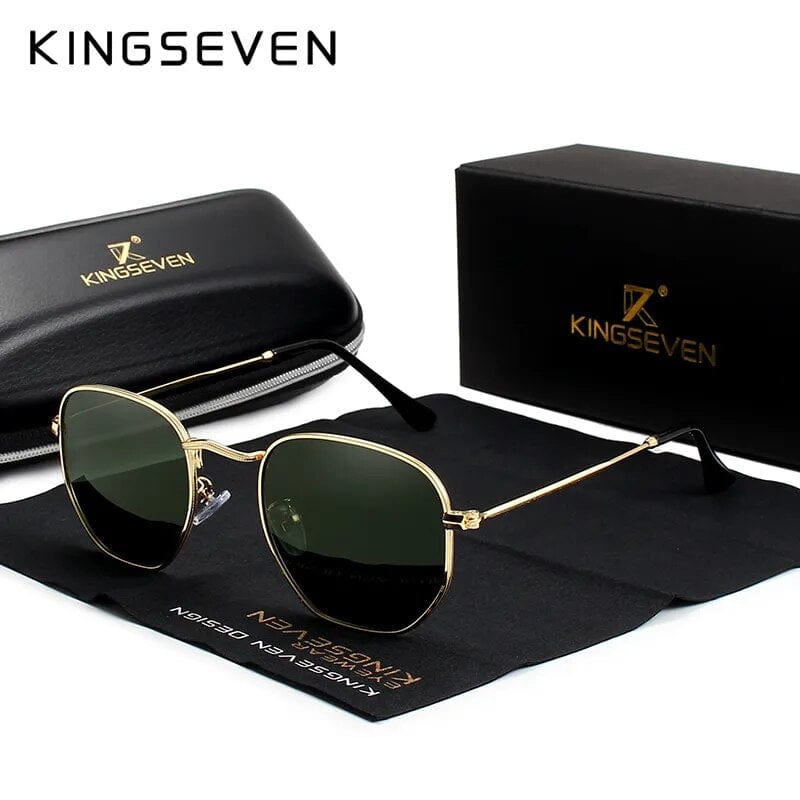 KINGSEVEN 2023 Classic Reflective Sunglasses Men Hexagon Retro