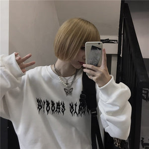 Harajuku Oversized Hoodie Retro Gothic Punk Anime Print