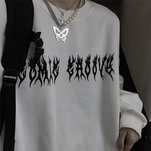 Harajuku Oversized Hoodie Retro Gothic Punk Anime Print