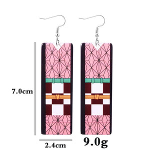 The KedStore Hot Anime Earrings for Demon Slayer Tanjiro Nezuko Cosplay Props Jewelry Accessores Double-sided Acrylic Charm Unisex