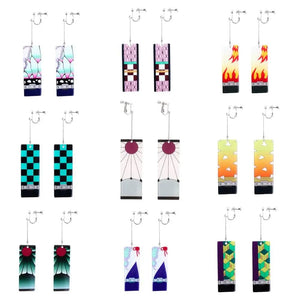 The KedStore Hot Anime Earrings for Demon Slayer Tanjiro Nezuko Cosplay Props Jewelry Accessores Double-sided Acrylic Charm Unisex