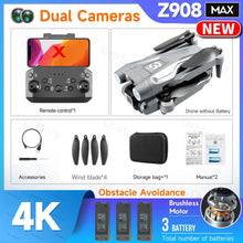 Load image into Gallery viewer, The KedStore Max Gray with 3 B / United States Z908 Pro / MAX Drone Professional 4K HD Camera Mini Dron Optical Flow Localization 3-sided Obstacle Avoidance Quadcopter Toy