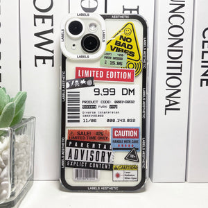 Mix Labels Collage Stickers Aesthetic Phone Case For iPhone 14 13 12 11 Pro Max Mini XS X XR SE 7 8 Plus Clear Soft Cover