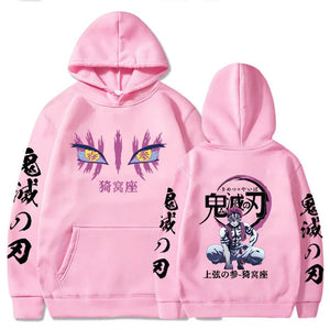 Anime Demon Slayer Hoodies Akaza Graphic Printed Pullover Fashion Cosplay Sudadera Harajuku Streetwear Y2K Sweatshirt Male Cloth
