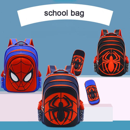 The KedStore Spiderman School Bag Captain America Children Anime Figure Backpack Primary Kids