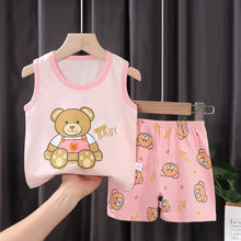 Load image into Gallery viewer, 2PCS Children Clothing Vest Suit Children&#39;s Sets Summer Cotton T-Shirts Shorts Boys Girls Sleeveless Kids Clothes