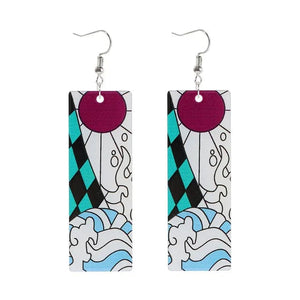 The KedStore T-2 Hot Anime Earrings for Demon Slayer Tanjiro Nezuko Cosplay Props Jewelry Accessores Double-sided Acrylic Charm Unisex