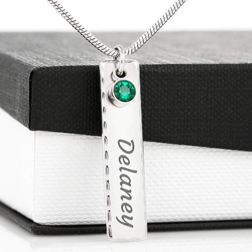 Birthstone Name Necklace (polished) - Engrave Your Message