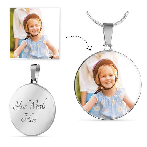 Circle Pendant - Adjustable chain - Add your Photo and Message