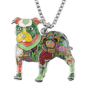 Store No. 210399 Green Pit Bull Enamel Necklace