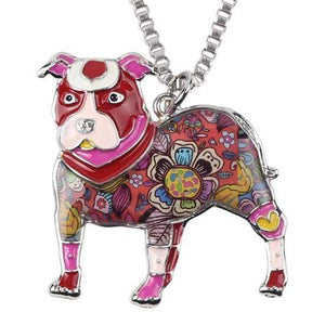 Store No. 210399 Red Pit Bull Enamel Necklace
