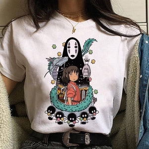 The KedStore 0 1 / S Leuke Kat T Shirt My Neighbor Totoro T-shirt Women Studio Ghibli Tshirt Kawaii Tee Miyazaki Hayao Funny Cartoon Top shirt Female