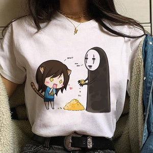 Leuke Kat T Shirt My Neighbor Totoro T-shirt Women Studio Ghibli Tshirt Kawaii Tee Miyazaki Hayao Funny Cartoon Top shirt Female