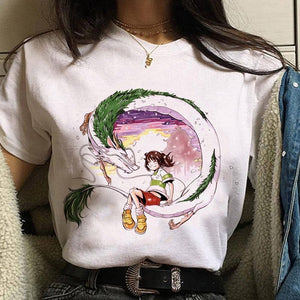 The KedStore 0 11 / S Leuke Kat T Shirt My Neighbor Totoro T-shirt Women Studio Ghibli Tshirt Kawaii Tee Miyazaki Hayao Funny Cartoon Top shirt Female