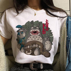 Leuke Kat T Shirt My Neighbor Totoro T-shirt Women Studio Ghibli Tshirt Kawaii Tee Miyazaki Hayao Funny Cartoon Top shirt Female