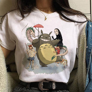 Leuke Kat T Shirt My Neighbor Totoro T-shirt Women Studio Ghibli Tshirt Kawaii Tee Miyazaki Hayao Funny Cartoon Top shirt Female