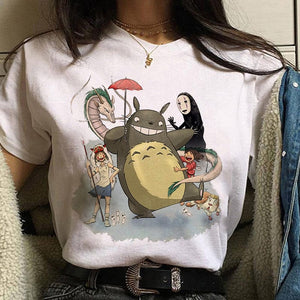 The KedStore 0 16 / S Leuke Kat T Shirt My Neighbor Totoro T-shirt Women Studio Ghibli Tshirt Kawaii Tee Miyazaki Hayao Funny Cartoon Top shirt Female
