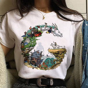 The KedStore 0 3 / S Leuke Kat T Shirt My Neighbor Totoro T-shirt Women Studio Ghibli Tshirt Kawaii Tee Miyazaki Hayao Funny Cartoon Top shirt Female