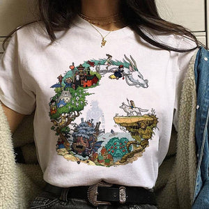 Leuke Kat T Shirt My Neighbor Totoro T-shirt Women Studio Ghibli Tshirt Kawaii Tee Miyazaki Hayao Funny Cartoon Top shirt Female