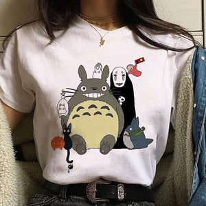 The KedStore 0 6 / S Leuke Kat T Shirt My Neighbor Totoro T-shirt Women Studio Ghibli Tshirt Kawaii Tee Miyazaki Hayao Funny Cartoon Top shirt Female