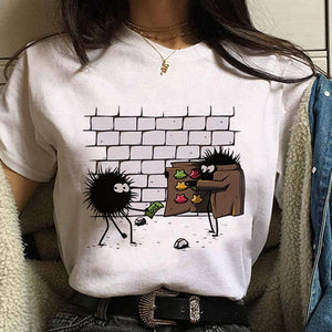 Leuke Kat T Shirt My Neighbor Totoro T-shirt Women Studio Ghibli Tshirt Kawaii Tee Miyazaki Hayao Funny Cartoon Top shirt Female