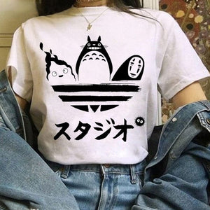 The KedStore 0 Leuke Kat T Shirt My Neighbor Totoro T-shirt Women Studio Ghibli Tshirt Kawaii Tee Miyazaki Hayao Funny Cartoon Top shirt Female