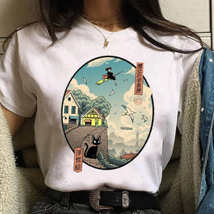 Leuke Kat T Shirt My Neighbor Totoro T-shirt Women Studio Ghibli Tshirt Kawaii Tee Miyazaki Hayao Funny Cartoon Top shirt Female