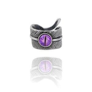 The KedStore 11 / adjustabl Purple Eye Gothic Punk Stainless Steel Ring Retro Rabbit Snake Tiger Wolf Rings Skeleton Devil Evil Eye Ring