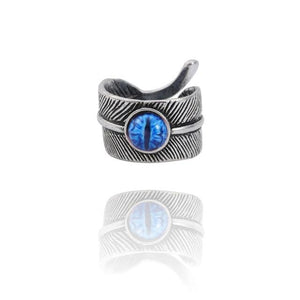 The KedStore 11 / adjustable Blue Eye Gothic Punk Stainless Steel Ring Retro Rabbit Snake Tiger Wolf Rings Skeleton Devil Evil Eye Ring