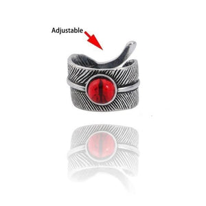 The KedStore 11 / adjustable Red Eye Gothic Punk Stainless Steel Ring Retro Rabbit Snake Tiger Wolf Rings Skeleton Devil Evil Eye Ring