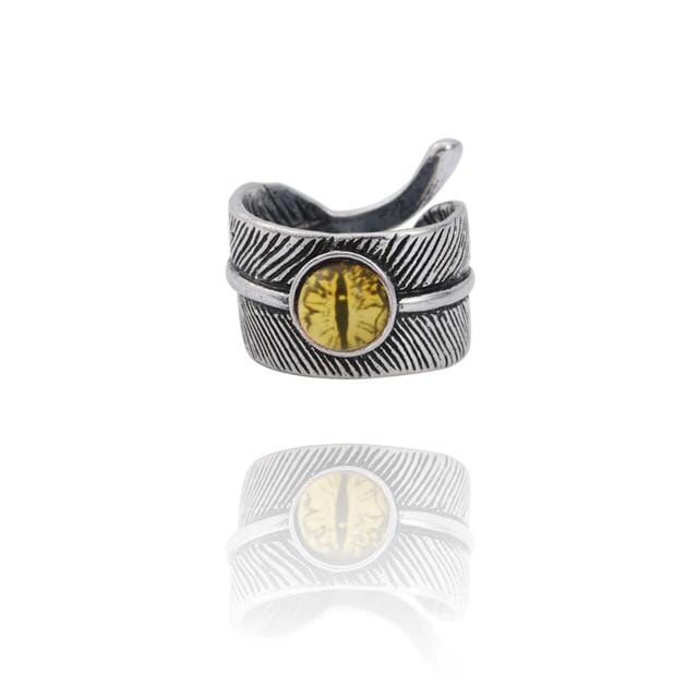 The KedStore 11 / adjustable Yellow Gothic Punk Stainless Steel Ring Retro Rabbit Snake Tiger Wolf Rings Skeleton Devil Evil Eye Ring