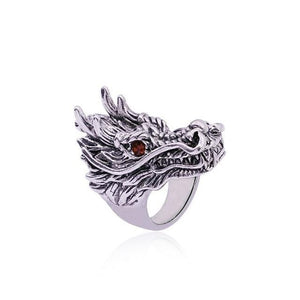 The KedStore 11 / big Dragon Gothic Punk Stainless Steel Ring Retro Rabbit Snake Tiger Wolf Rings Skeleton Devil Evil Eye Ring