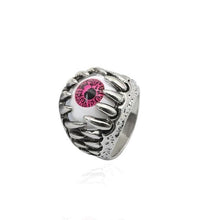 Load image into Gallery viewer, The KedStore 11 / Red Devil Eye Gothic Punk Stainless Steel Ring Retro Rabbit Snake Tiger Wolf Rings Skeleton Devil Evil Eye Ring