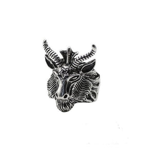 The KedStore 11 / Sheep head Gothic Punk Stainless Steel Ring Retro Rabbit Snake Tiger Wolf Rings Skeleton Devil Evil Eye Ring