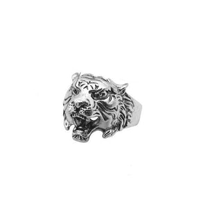 The KedStore 11 / Tiger Head Gothic Punk Stainless Steel Ring Retro Rabbit Snake Tiger Wolf Rings Skeleton Devil Evil Eye Ring