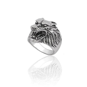 The KedStore 11 / Wolf Head Ring Gothic Punk Stainless Steel Ring Retro Rabbit Snake Tiger Wolf Rings Skeleton Devil Evil Eye Ring